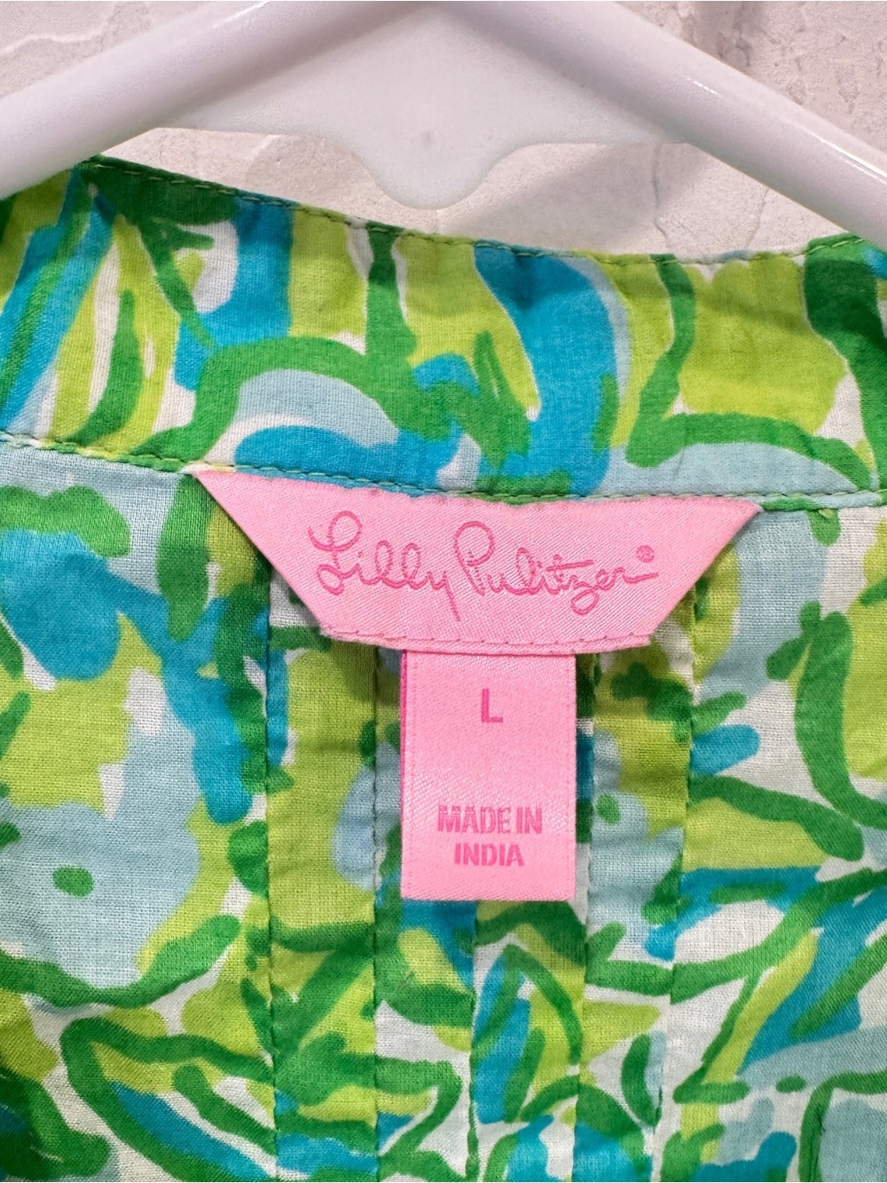 Lilly Pulitzer Green Sarasota Beaded V-Neck Tunic Women’s Large Resort Beach - Picture 6 of 9